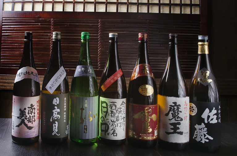 北海道では珍しい焼酎や日本酒の数々